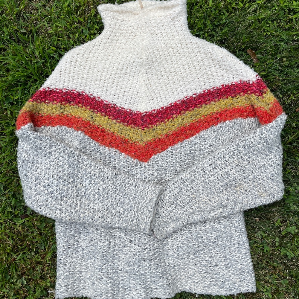 Free People Small Oversized Cozy Chevron Stripe Multicolor Women's Sweater
